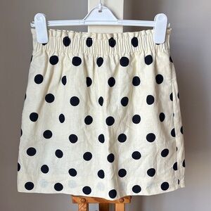 J. Crew Cream Mini Skirt with Black Polka Dots